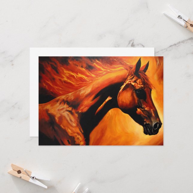 Invitation cheval de feu, cheval, animaux, flamme, feu (Devant/Arrière en situation)