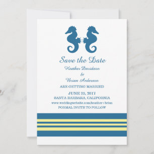 Invitation Cheval de mer bleu jaune nautique Enregistrer la d