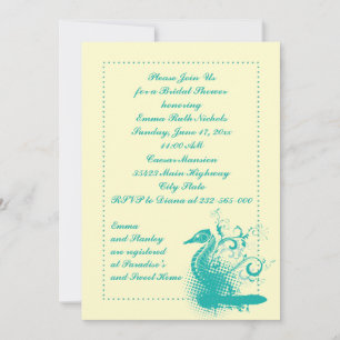 Invitation Cheval de mer vert clair mariage douche nuptiale