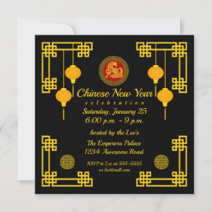 Invitation Cheval de Nouvel An Chinois Ornemental