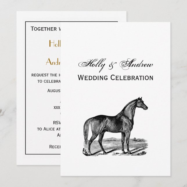 Invitation Cheval debout vintage (Devant / Derrière)