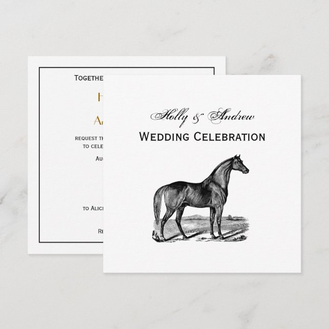 Invitation Cheval debout vintage (Devant / Derrière)