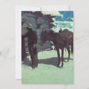Invitation Cheval et Cowboy sous la neige d'hiver
