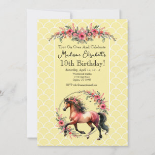 Invitation Cheval Et Fleurs