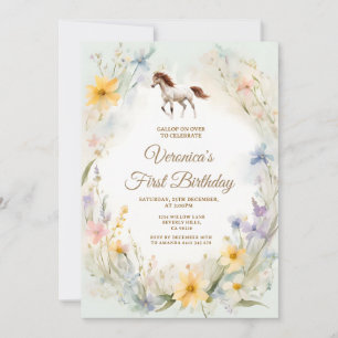 Invitation Cheval Fleur Sauvage Première Anniversaire Cowgirl