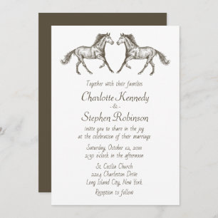 Invitation Cheval Mariage de l'Ouest Pays Brown Cheval Rustiq