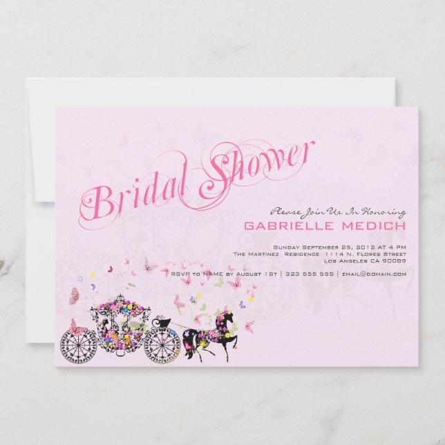Invitation Cheval mariage & Fleurs de transport & Papillons (Devant)