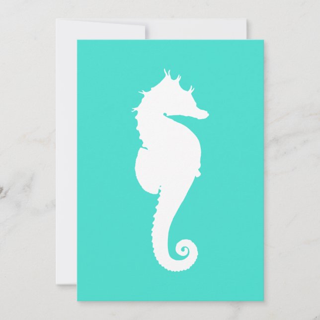 Invitation Cheval marin blanc sur turquoise (Devant)