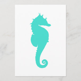Invitation Cheval Marin Turquoise sur Fond Blanc