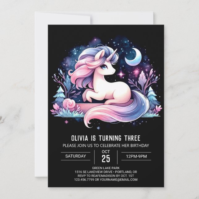 Invitation Cheval minimaliste doux Anniversaire (Devant)