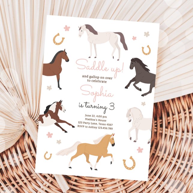 Invitation Cheval Pony Saddle Up Cowgirl Girl Anniversaire (Créateur téléchargé)