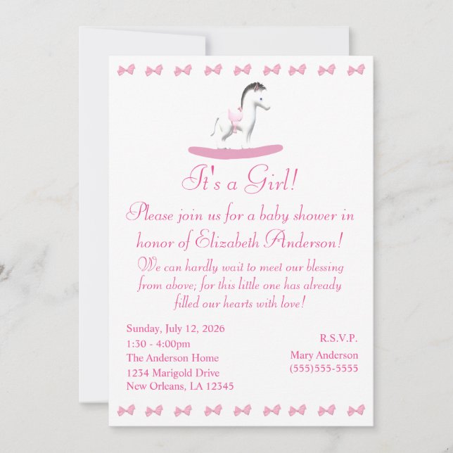 Invitation Cheval Roche et Blanc Rocher Douche (Devant)