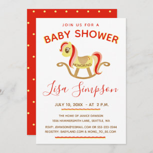Invitation Cheval Rocheux, Baby shower mignon