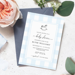 Invitation Cheval Rocheux Blue En vichy Baby shower Invitatio