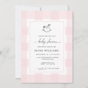 Invitation Cheval Rocheux Rose En vichy Baby shower Invitatio