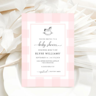 Invitation Cheval Rocheux Rose En vichy Baby shower Invitatio