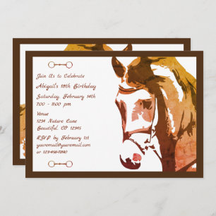 Invitation Cheval Sketch et Snaffle Bit en Brown Anniversaire