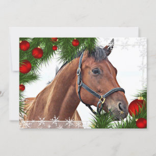 Invitation Cheval Soirée équestre fête de Noël Equine Cute Po