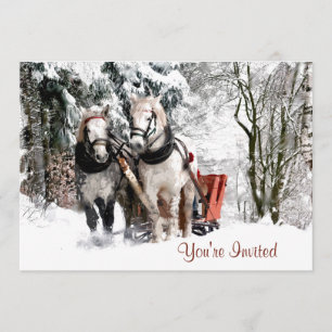 Invitation Cheval Team Sleigh Ride Through Snowy Woods
