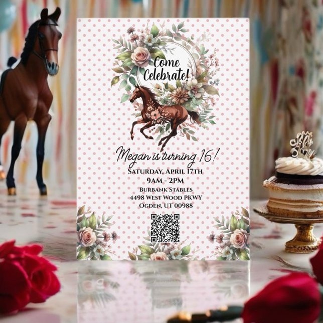 Invitation Cheval Thoroughbred Fleur équestre (Personalize this beautiful design!)