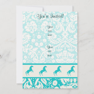Invitation Cheval turquoise