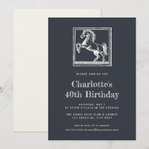 Invitation Cheval vintage Equestrian Adulte 40e Anniversaire