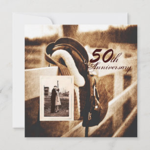 Invitation cheval western cowboy 50e anniversaire mariage