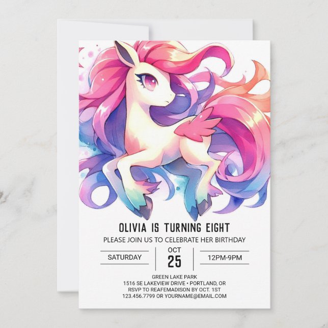Invitation Cheval Whimsical Personnalisé Anniversaire (Devant)