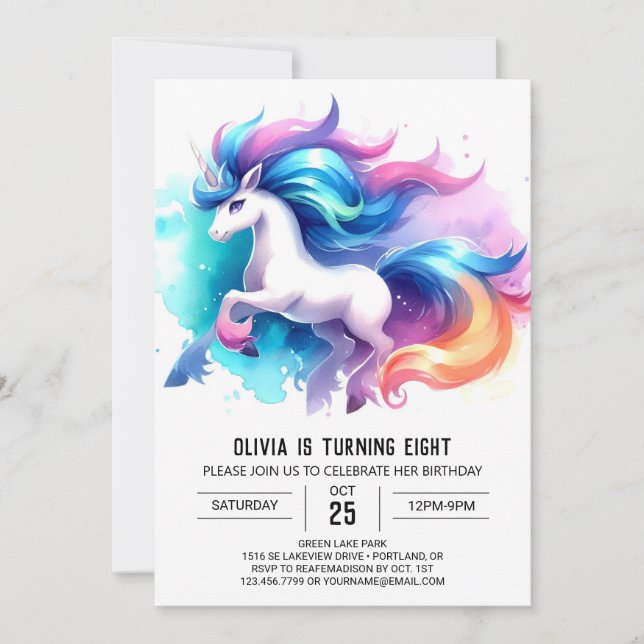 Invitation Cheval Whimsical Personnalisé Anniversaire (Devant)