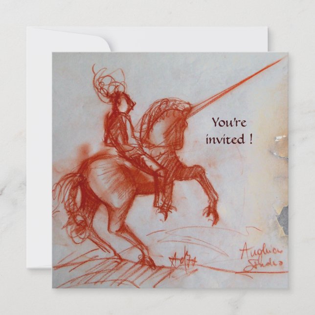 Invitation CHEVALIER FLORENTINE SUR HORSEBACK parchemin champ (Devant)
