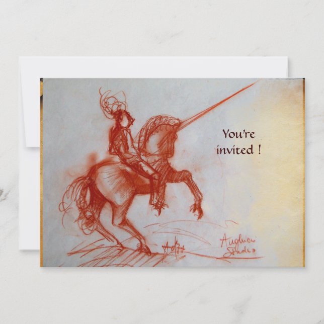 Invitation CHEVALIER FLORENTINE SUR HORSEBACK parchemin champ (Devant)