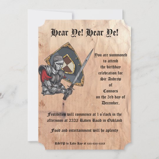 Invitation Chevalier Medieval Avec L Anniversaire D Epee Et Zazzle Fr