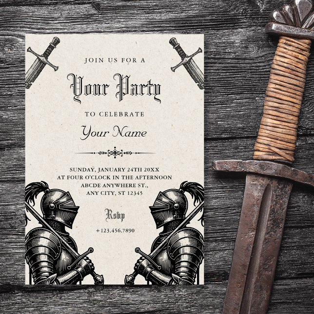 Invitation Chevaliers médiévaux  (Créateur téléchargé)