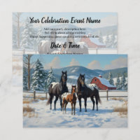 Chevaux Appaloosa noirs sur une ferme en hiver