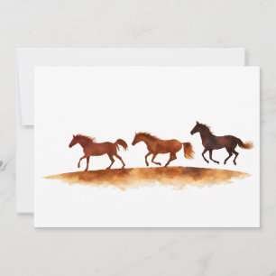 Invitation Chevaux au galop sur une plaine aquarelle