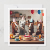 Chevaux rires célébrant l'anniversaire, cheval