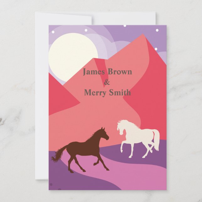 Invitation Chevaux VTT Voyage Lune blanche Mariage (Devant)