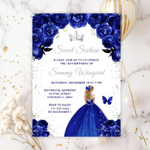 Invitation Cheveux bleu foncé Blonde Princesse Sweet sixteen