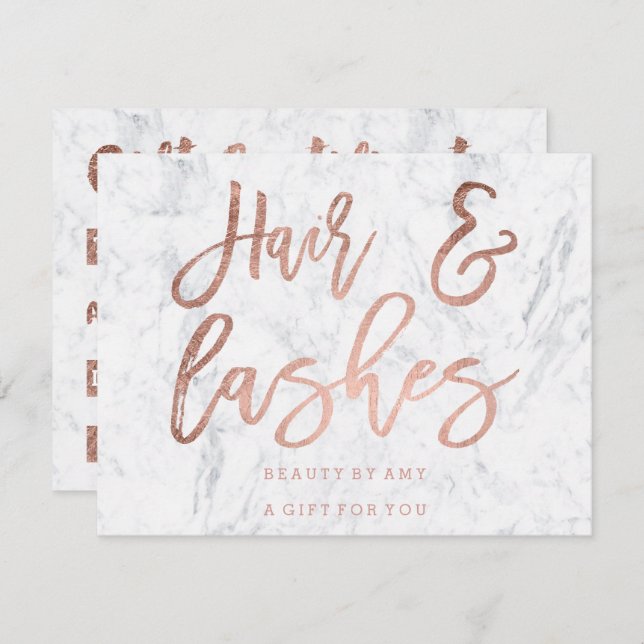 Invitation Cheveux de certificat-cadeau coups de rose en marb (Devant / Derrière)