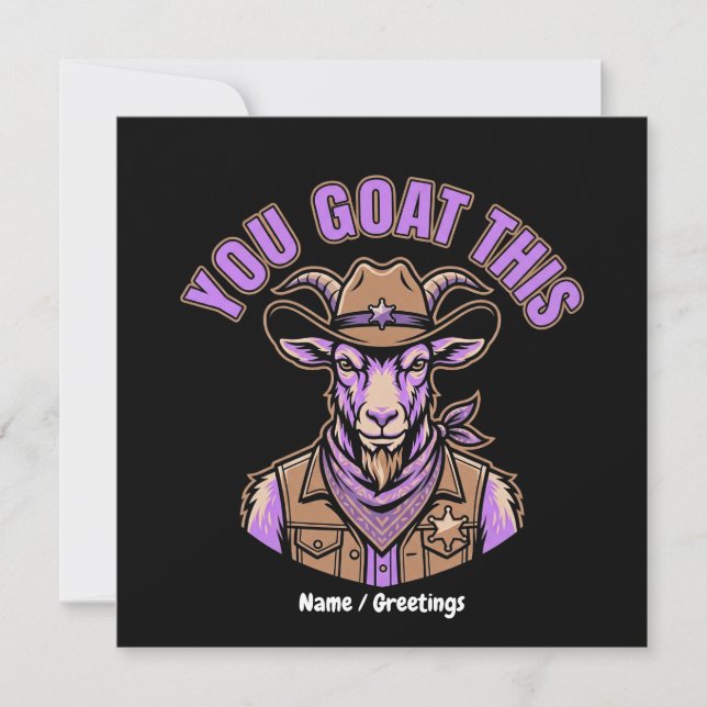 Invitation Chèvre de cow-boy drôle Pun motivationnel Création (Devant)