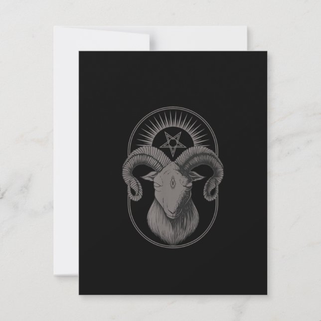 Invitation Chèvre diabolique Pentagramme Baphomet Satan Occul (Devant)