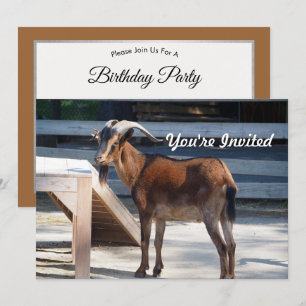 Invitation Chèvre Noir Cornes Brown Profil animal Anniversair