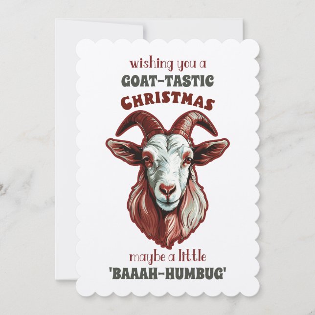 Invitation "Chèvre-Tastic Salutations : Un Noël 'Baaah-Humbug (Devant)