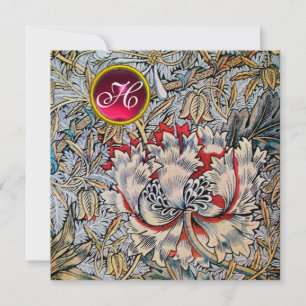 Invitation CHÈVREFEUILLE Monogramme Rouge Rubis Métallic