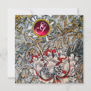 Invitation CHÈVREFEUILLE Rouge Rubis Monogramme Métallisé