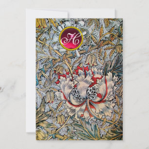 Invitation CHÈVREFEUILLE Rouge Ruby Monogrammé Métallisé