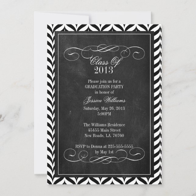 Invitation Chevron Chalkboard Graduation (Devant)