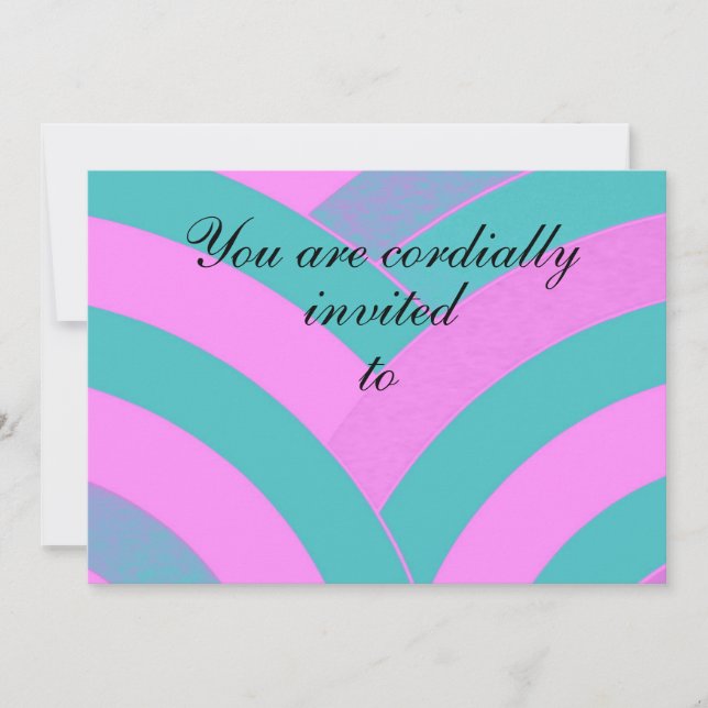 Invitation chevron courbe rose/vert (Devant)