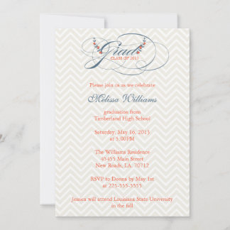 Invitation Chevron & Fleurs Graduation