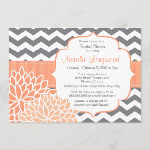Invitation Chevron Floral moderne bébé ou nuptiale douche pêc